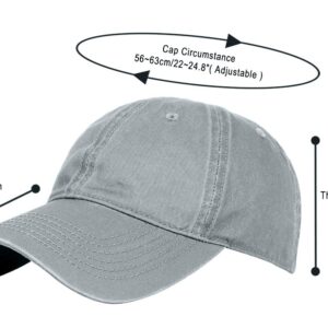 Glamorstar Classic Unisex Baseball Cap Adjustable Washed Dyed Cotton Ball Hat Grey