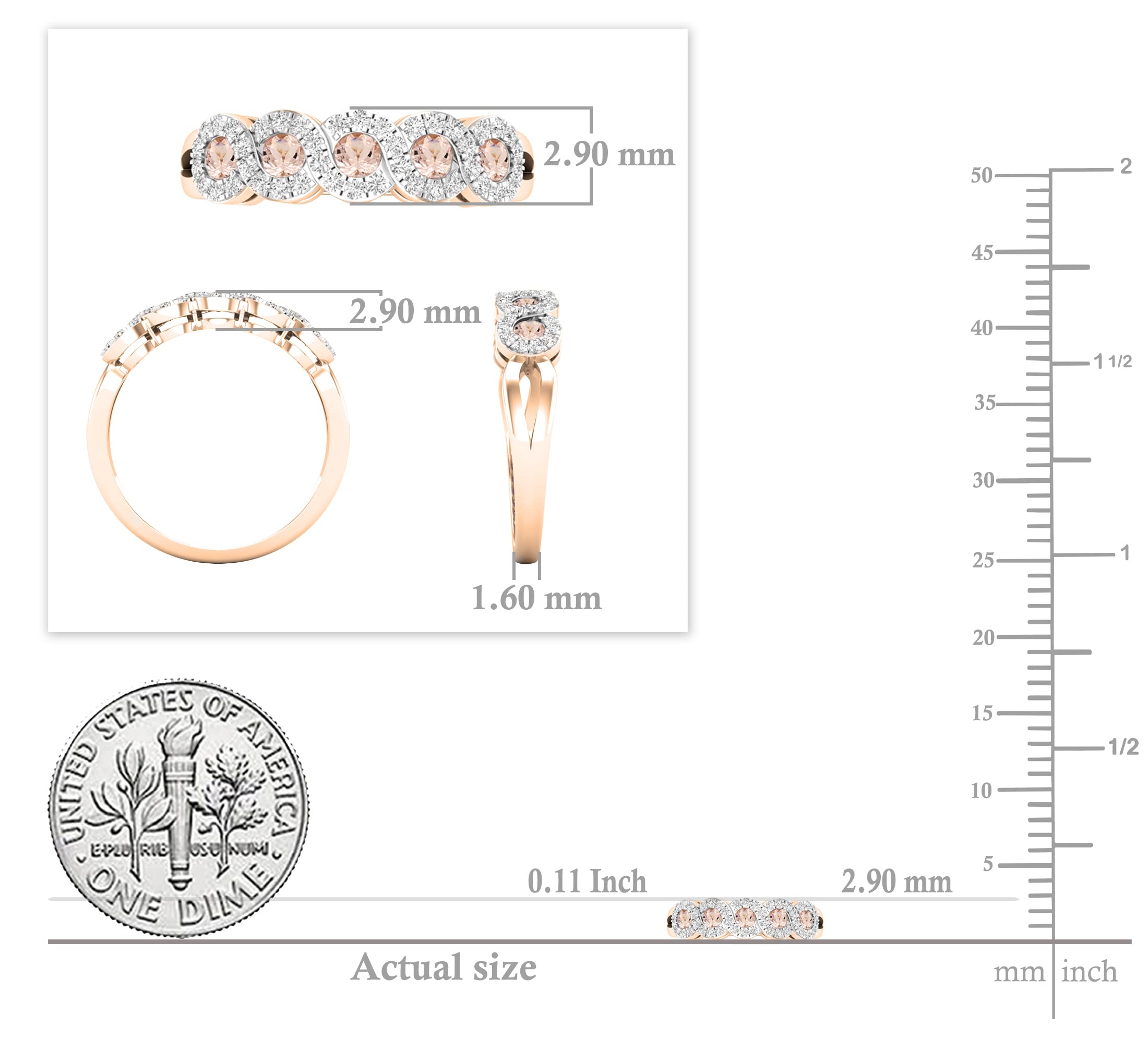 Dazzlingrock Collection Round White Diamond & Morganite Wedding Stackable Band in 10K Rose Gold, Size 7