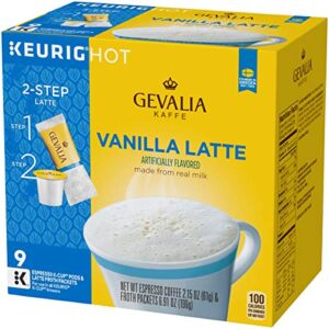 Gevalia Vanilla Latte Keurig K Cup Coffee Pods & Froth Packets (9 Count)