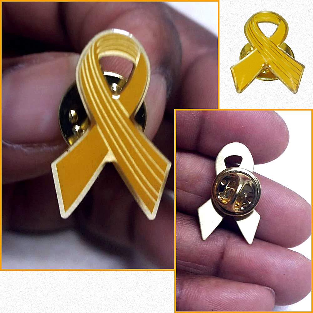 20 Pcs - Yellow Awareness Ribbon Lapel Pins - Gold Tone Metal with Enamel Coating: Show Your Support for Troops, Cancer Awareness, and Charitable Causes