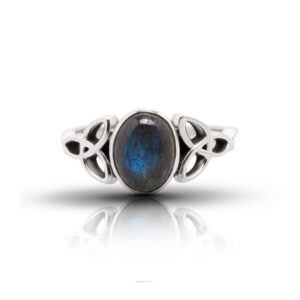 Koral Jewelry Labradorite Oval Stone Ring 925 Sterling Silver Vintage Tribal Gypsy Boho Look US Size 6 7 8 9 (7)