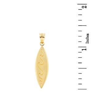 Fine 10k Yellow Gold Ocean Waves Surfboard Pendant