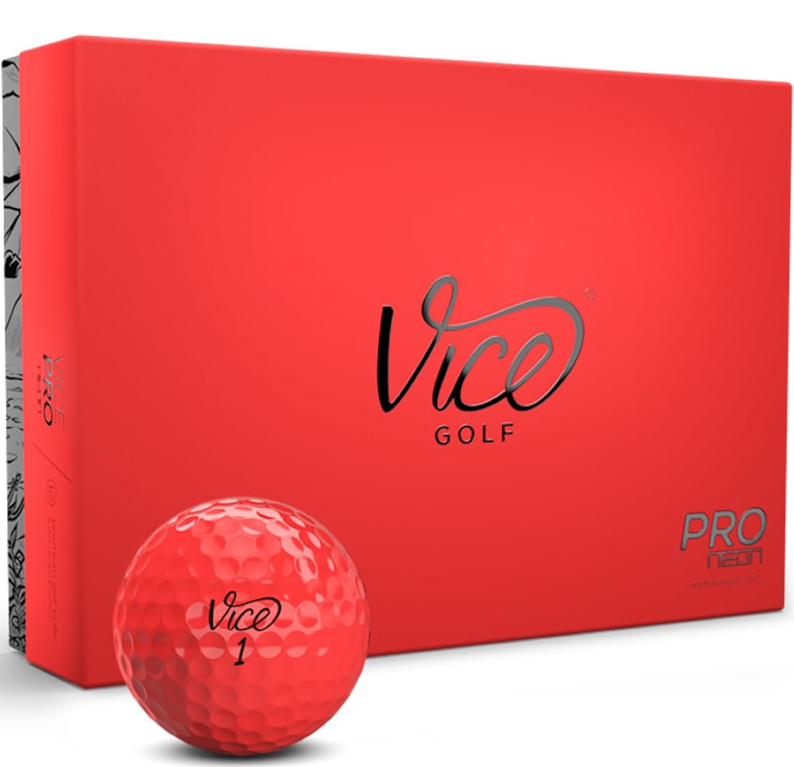 Vice Golf Pro Golf Balls, Red (One Dozen)