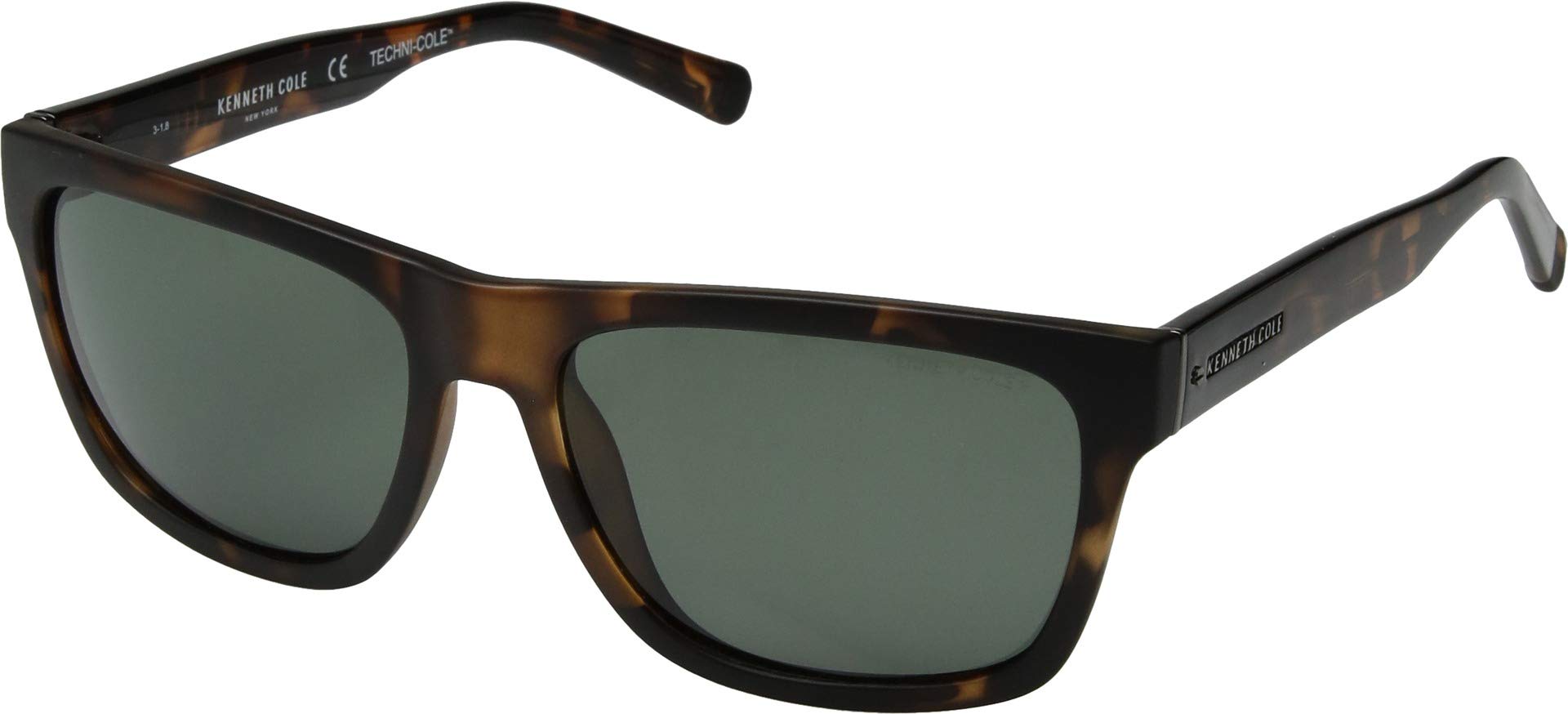 Kenneth Cole KC7215 Sunglasses - Dark Havana Frame, Green Polarized Lenses, 59 mm Lens KC72155952R