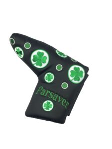 parsaver shamrock lucky clover golf blade putter cover lucky four leaf clover black covers for scotty cameron odyssey taylormade titleist ping and mizuno putters. a wonderful golf gift