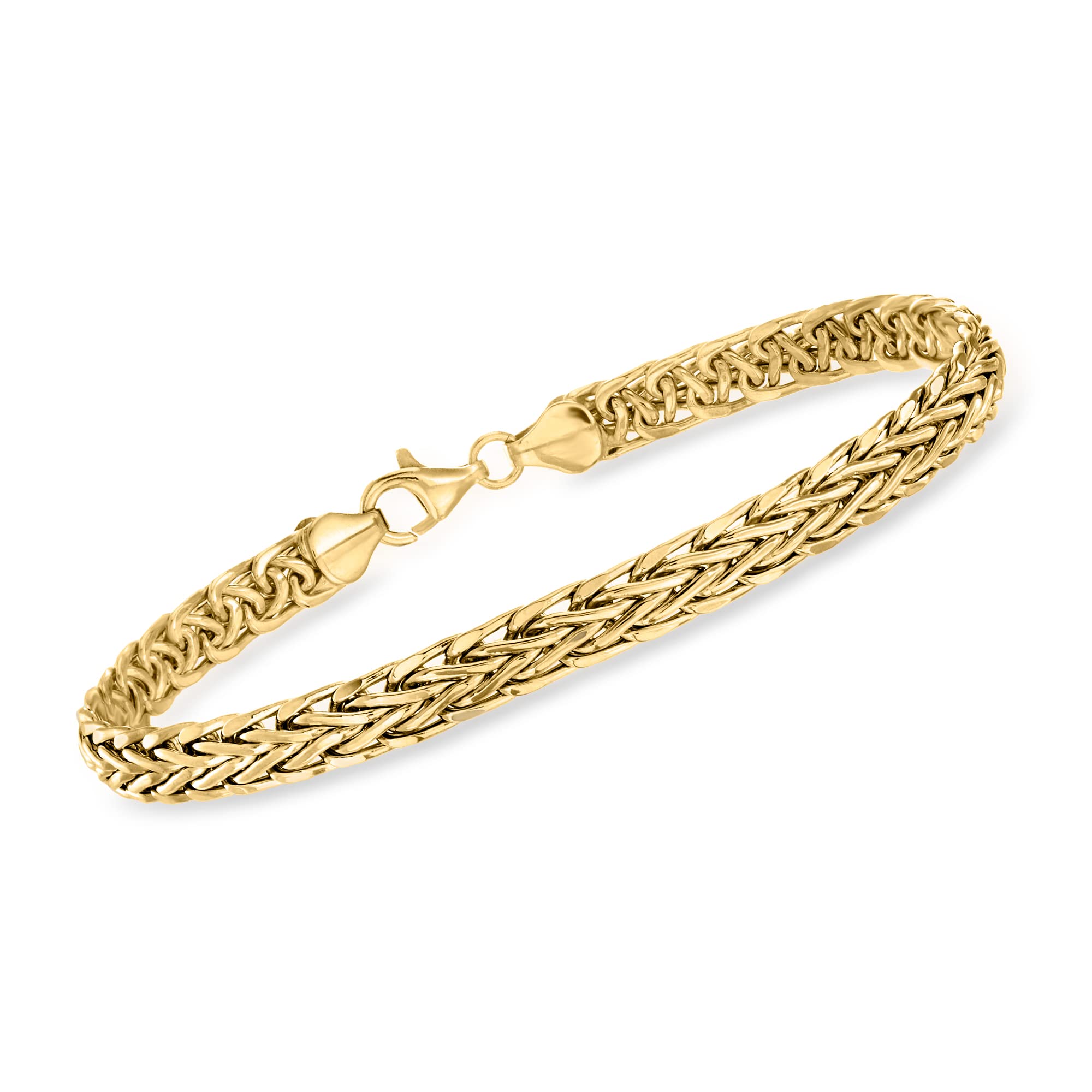 Ross-Simons 18kt Yellow Gold Wheat-Link Bracelet. 7 inches