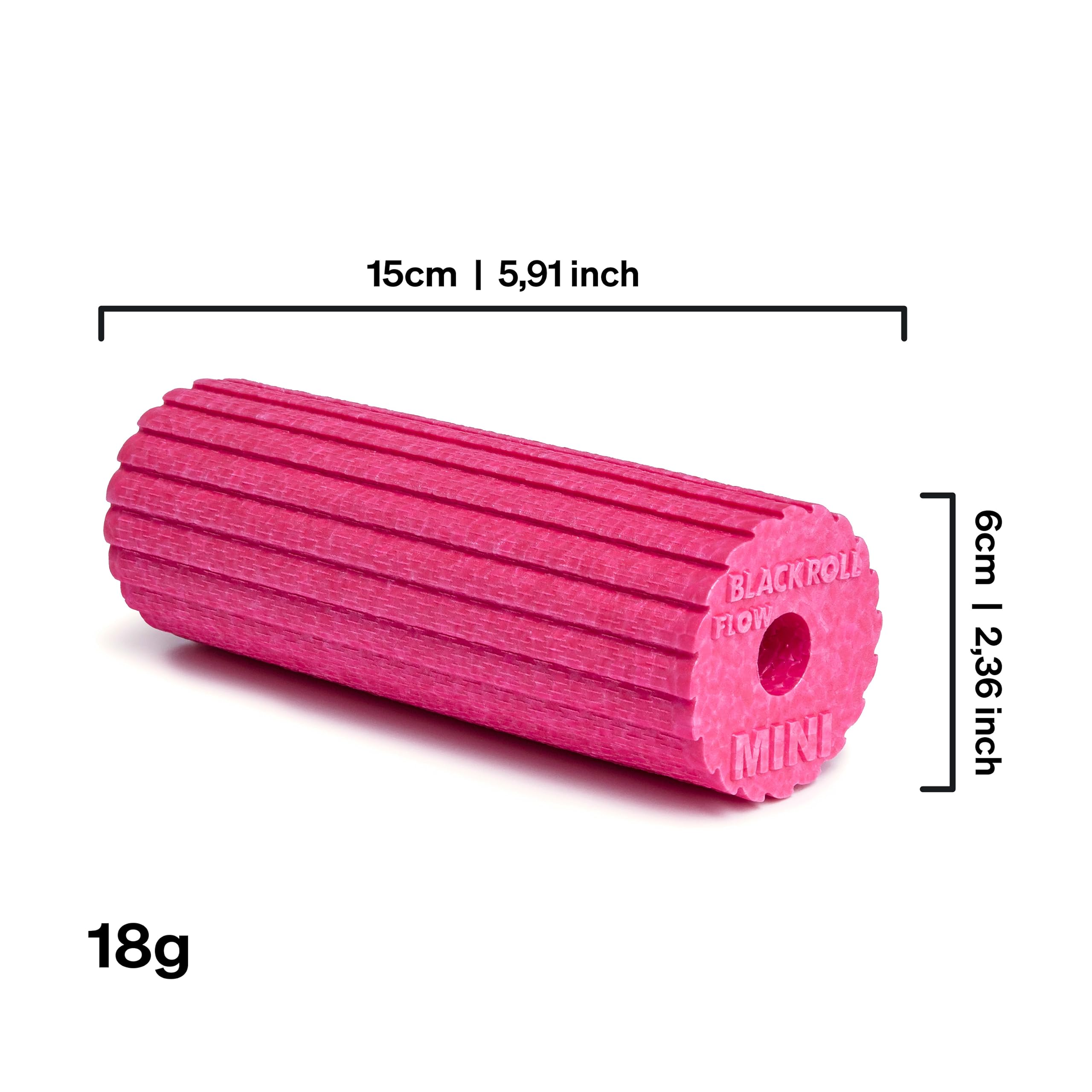 BLACKROLL - Mini Flow Foam Roller, Portable Massage Tool for Feet, Hands, and Arms, Ideal for Travel and Plantar Fasciitis Relief, Great for Exercise, Massage, and Muscle Recovery, 6" x 2", Pink