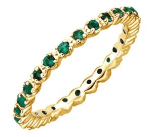 affy round cut simulated green emerald eternity band ring in 14k gold over sterling silver