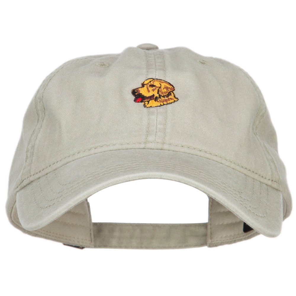 Golden Retriever Embroidered Washed Cap - Stone OSFM