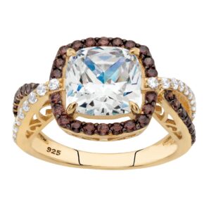 PalmBeach Yellow Gold-plated Sterling Silver Cushion Cubic Zirconia Engagement Ring Sizes 6-12 Size 8