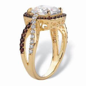 PalmBeach Yellow Gold-plated Sterling Silver Cushion Cubic Zirconia Engagement Ring Sizes 6-12 Size 8