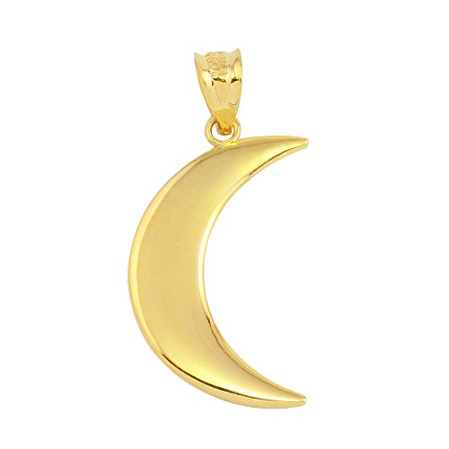 High Polish 10k Yellow Gold Crescent Moon Charm Pendant