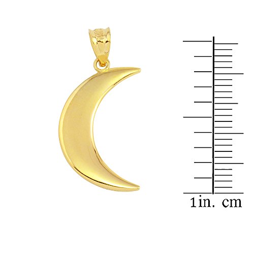 High Polish 10k Yellow Gold Crescent Moon Charm Pendant