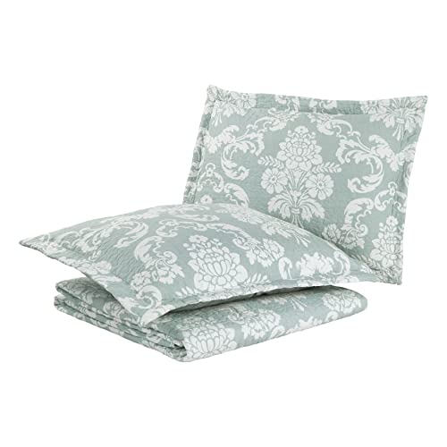 Laura Ashley - King Quilt Set, Reversible Cotton Bedding with Matching Shams, Lightweight Home Decor for All Seasons (Venetia Blue, King)