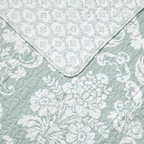 Laura Ashley - King Quilt Set, Reversible Cotton Bedding with Matching Shams, Lightweight Home Decor for All Seasons (Venetia Blue, King)