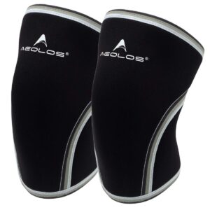 aeolos knee sleeves (1 pair)，7mm compression knee braces for heavy-lifting,squats,gym and other sports (large, black)