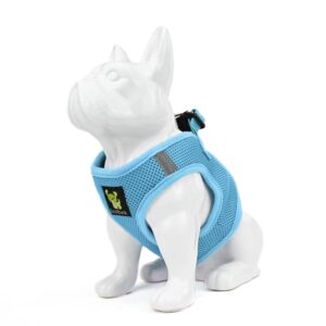 EcoBark Rapid Fastener Super Comfort Fully Adjustable Double Padded Step in Dog Harness (Medium, Sky Blue)