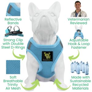 EcoBark Rapid Fastener Super Comfort Fully Adjustable Double Padded Step in Dog Harness (Medium, Sky Blue)