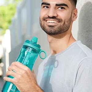 Pogo BPA-Free Plastic Water Bottle with Chug Lid, 32 Oz, Quetzal Teal