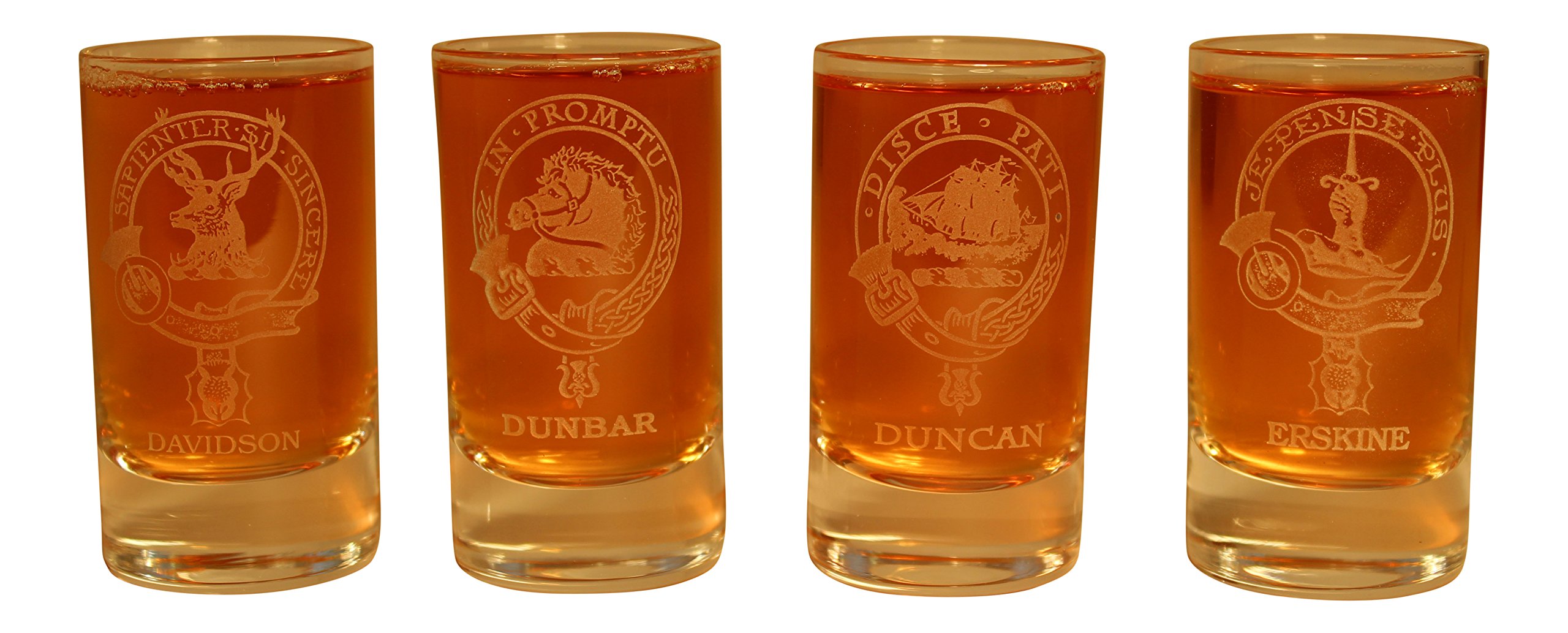 Collins Glencairn Clan Crest Crystal Dram Tot Glass - Davidson Dunbar Duncan Erskine