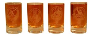 collins glencairn clan crest crystal dram tot glass - macrae malcolm maxwell miller