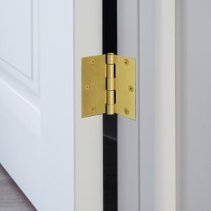 Design House 181461 Square Corner Steel Door Hinge Door Hardware Door Hinges Interior Doors, 3.5"x3.5", Satin Brass, 10-Pack