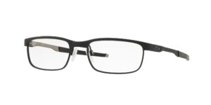 oakley men's ox3222 steel plate rectangular prescription eyeglass frames, powder coal/demo lens, 52 mm