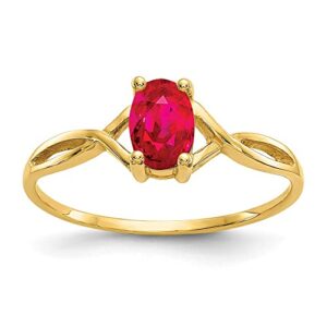 IceCarats 10K Yellow Gold Red Ruby Ring Gemstone Band July Birthstone Jewelry Size 7.00