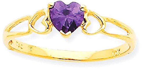 IceCarats 10K Yellow Gold Purple Amethyst Heart Love Ring Gemstone Band February Birthstone Jewelry Size 7