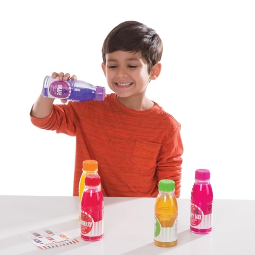 Melissa & Doug Tip & Sip Toy Juice Bottles and Activity Card (6 Pcs) - Pretend Play Food Set, Play Kitchen Food For Ages 3+