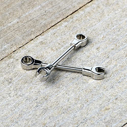 Body Candy Stainless Steel Combo Wrench Barbell Nipple Ring Set of 2 14 Gauge 13mm