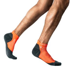 Thirty48 Ultralight Athletic Running Socks for Men and Women with Seamless Toe, Moisture Wicking, Cushion Padding (Large - Women 9-10.5 // Men 10-11.5, [3 Pairs] Orange/Gray)