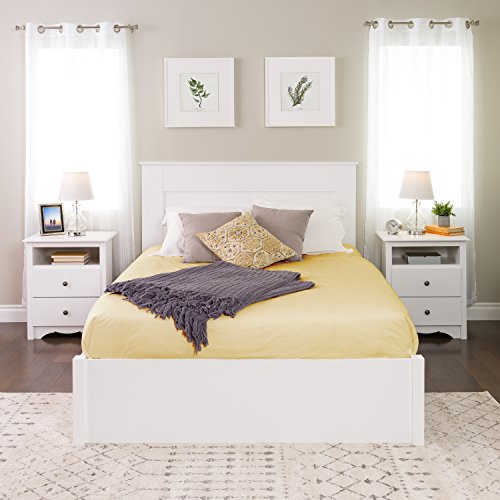 Prepac Stylish Flat Wood Panel Headboard for Queen Size Beds, Simplistic Wooden Queen Headboard 2.25" D x 64.5" W x 48" H, White, WHFQ-1301-1