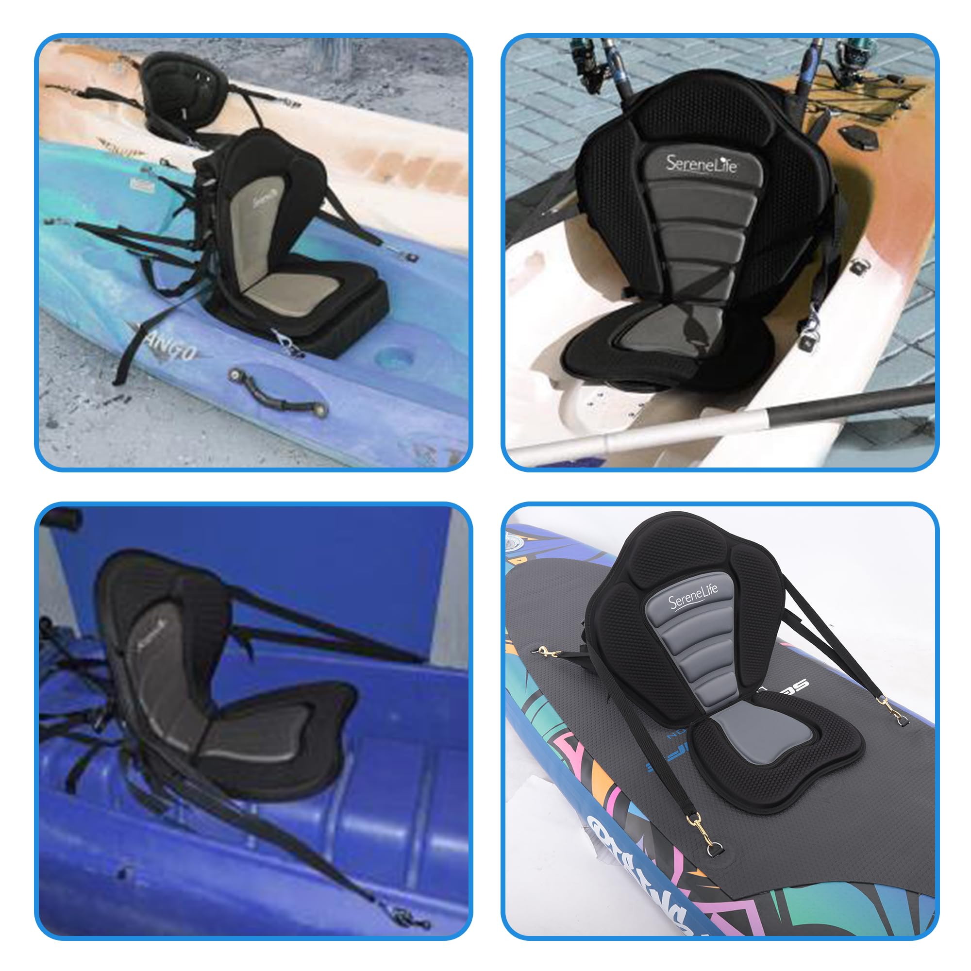 Detachable Universal Paddle-Board Seat - Adjustable Paddle Board Seat, Form-Fitting Design for All Body Sizes, Large & Small, Compatible for Kayaks, Rowboats, Fishing Boats - SereneLife SLSUPST15