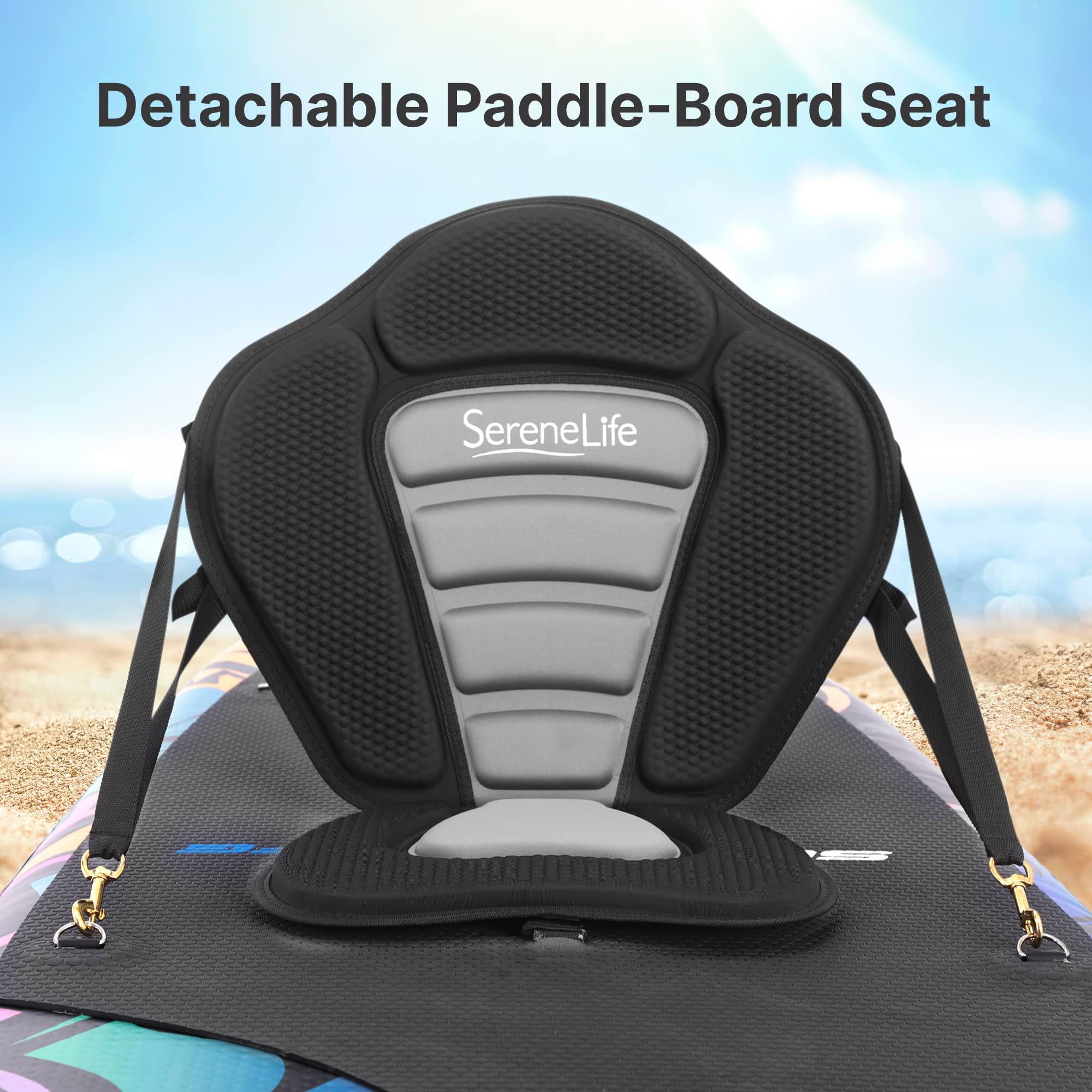 Detachable Universal Paddle-Board Seat - Adjustable Paddle Board Seat, Form-Fitting Design for All Body Sizes, Large & Small, Compatible for Kayaks, Rowboats, Fishing Boats - SereneLife SLSUPST15