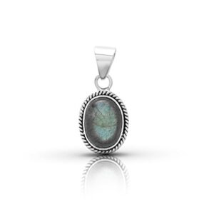 koral jewelry labradorite oval stone pendant sterling silver 925 ethnic vintage look