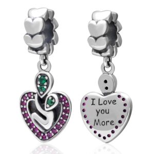 ABAOLA I Love You More Charm 925 Sterling Silver Heart&Love Beads fit for Fashion Charms Bracelets (I Love You More)