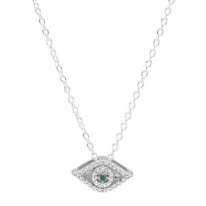 Dazzlingrock Collection 0.15 Carat (ctw) 10K Blue & White Diamond Ladies Eye Pendant (Silver Chain Included), White Gold