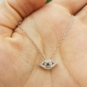 Dazzlingrock Collection 0.15 Carat (ctw) 10K Blue & White Diamond Ladies Eye Pendant (Silver Chain Included), White Gold