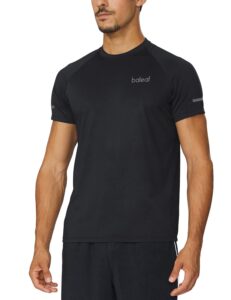 baleaf men's running shirts workout short sleeve athletic gym t-shirt quick dry black m