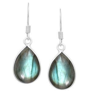 10.65 cts natural labradorite dangle earrings for women, handmade birthstone jewelry mother's day gifts for mom wife