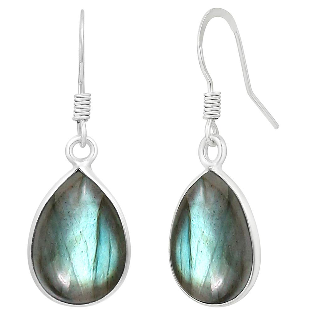 10.65 Cts Natural Labradorite Dangle Earrings For Women, Handmade Birthstone Jewelry Mother'S Day Gifts For Mom Wife