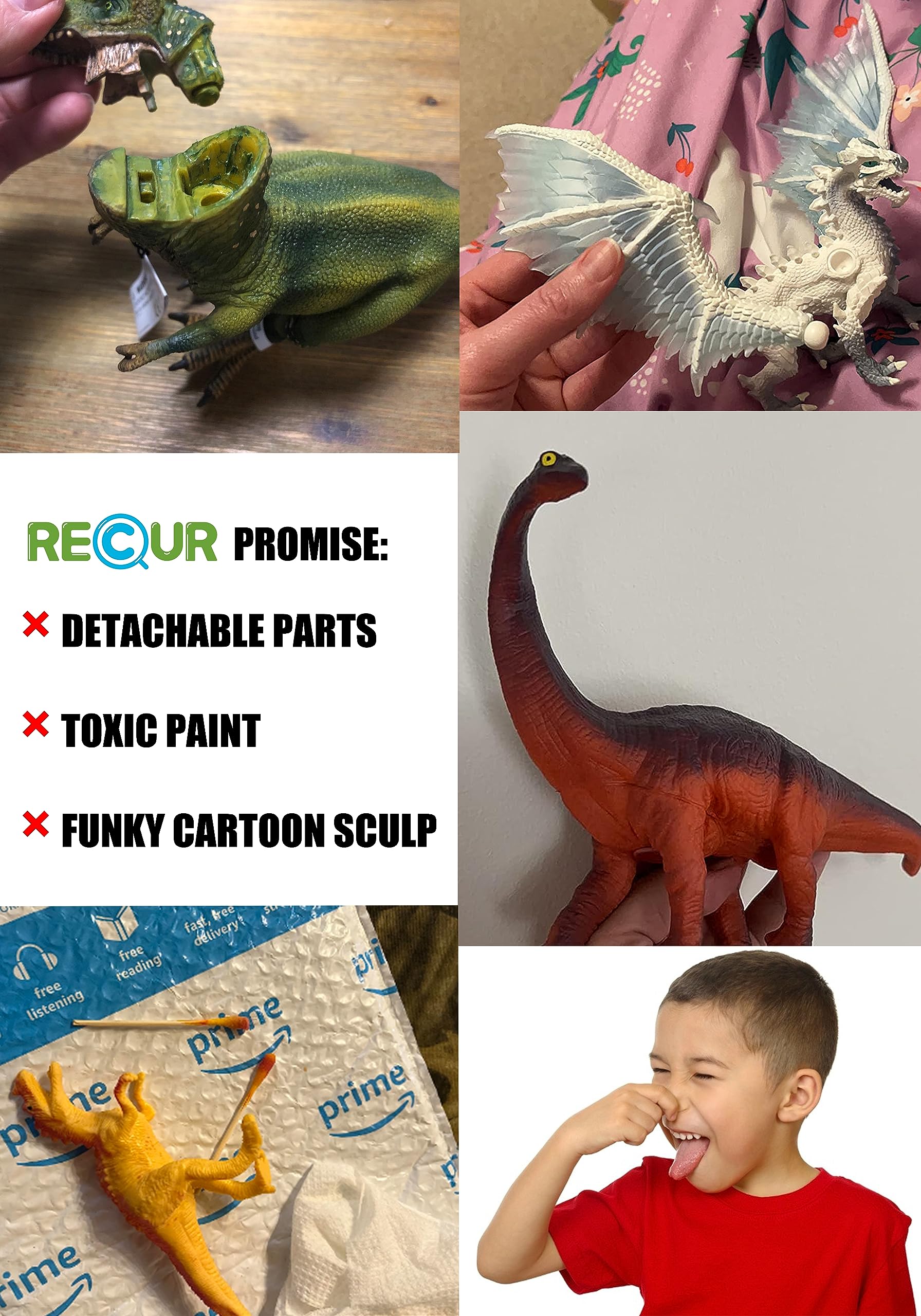 RECUR 13" Brachiosaurus Dinosaur Toys Jurassic Figure Toy for Kids World Safe Odorless Hand-Painted Figurines Realistic Design Replica Collectors Gift Ages 3 +