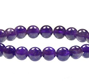 Myhealingworld Natural Amethyst Gemstone Bracelet Round 8mm Beaded Bracelet February Birthstone Wristband Balancing Stretch Wristlet for Men Women