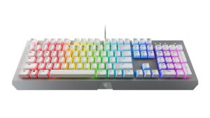 razer blackwidow x chroma mechanical gaming keyboard: green key switches - tactile & clicky - chroma rgb lighting - military-grade metal construction - mercury white