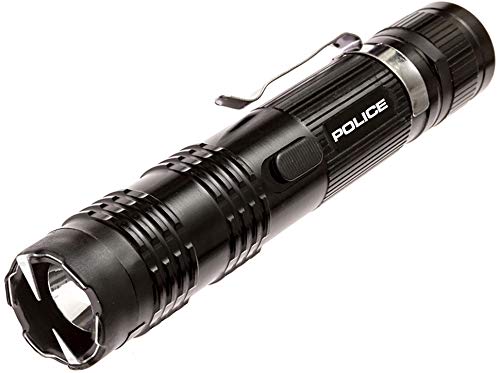 Police M12 Aluminum Stun Gun with LED Flashlight, Black