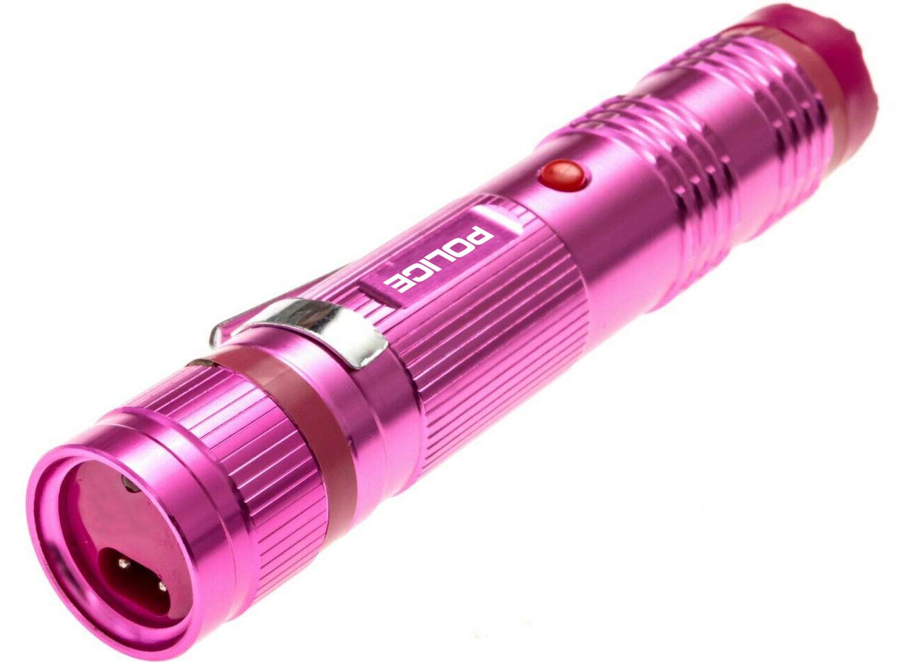 POLICE M12 Aluminum Stun Gun with LED Flashlight, Pink