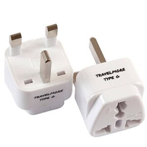 2 pack uk travel adapter for type g plug - works with electrical outlets in united kingdom, hong kong, ireland, great britain, scotland, england, london, dublin & more