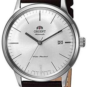 Orient Men's '2nd Gen. Bambino Ver. 3' Japanese Automatic Stainless Steel and Leather Dress Watch, Color:Brown (Model: FAC0000EW0)