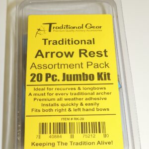 Trad Gear 20 Piece Traditional Archery Arrow Rest Assortment Pack - Recurve Longbow - Hair - Rug - Leather Adhesive Rests